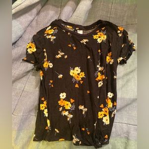 Black shirt with flowers